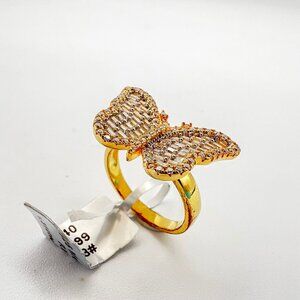 925 Sterling Sliver Moissanite Butterfly Ring, 1.31ctw VVS Stones with Baguettes